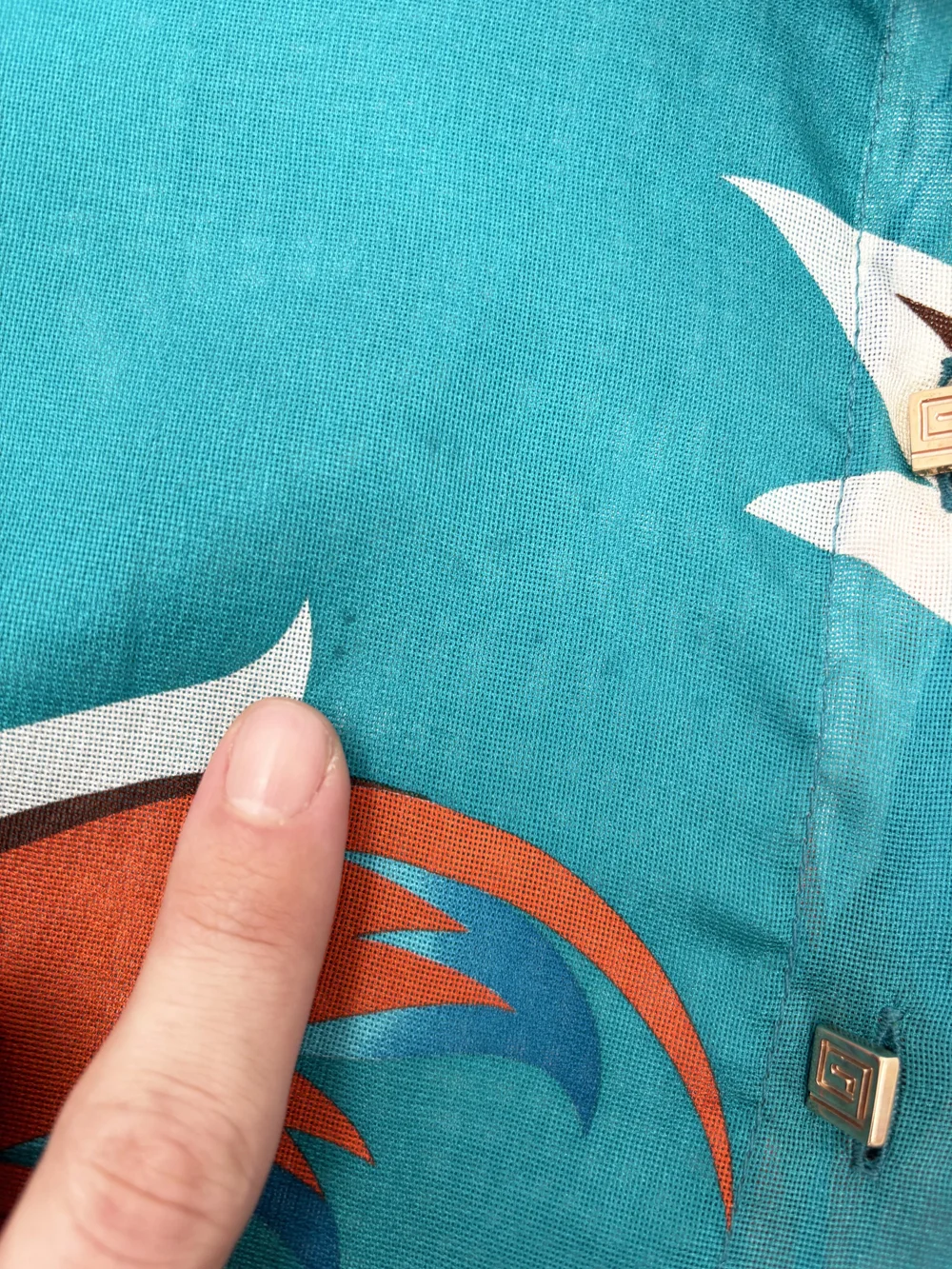Gianni Versace S/S 2002 blue & orange printed silk shirt — JAMES